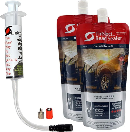 TireJect Automotive Full-Size Truck/SUV 2-in-1 Tire Sealant & Bead Sealer Kit (2-Pack with Injector)