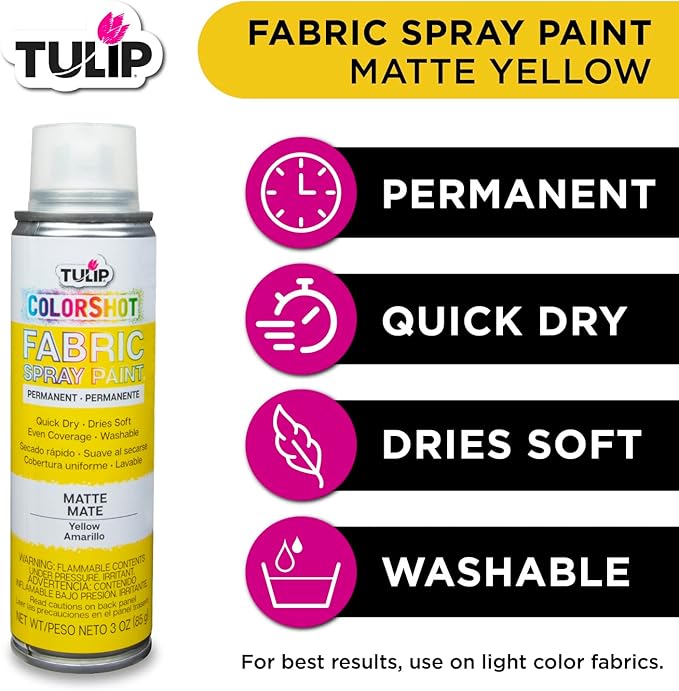 Tulip ColorShot Instant Fabric Spray Paint, Permanent Color Spray-On Fabric Paint, 3oz. Yellow