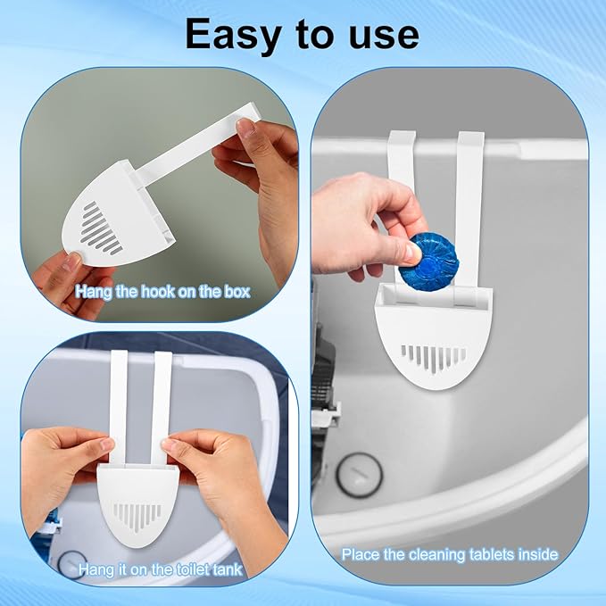 Toilet Tank Holder, Hanging Toilet Bowl Tablet Carrier Hook Holder Hanger Caddy