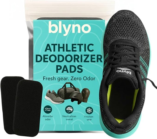 Blyno Lasts Up to 3 Years – Wearable Shoe Deodorizer Pad- Coconut Shell Charcoal Odor Absorber for Shoes, Gym Bags, Boxing Gloves, Helmets and Other Athletic Gears (6 Pcs)