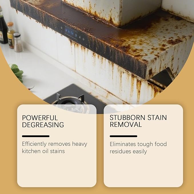 Kitchen Cleaner Spray, Pot Pan Grease Remover, Multi-Purpose Oven Stove Top Degreaser, with 1 Bottle & 2 Refills