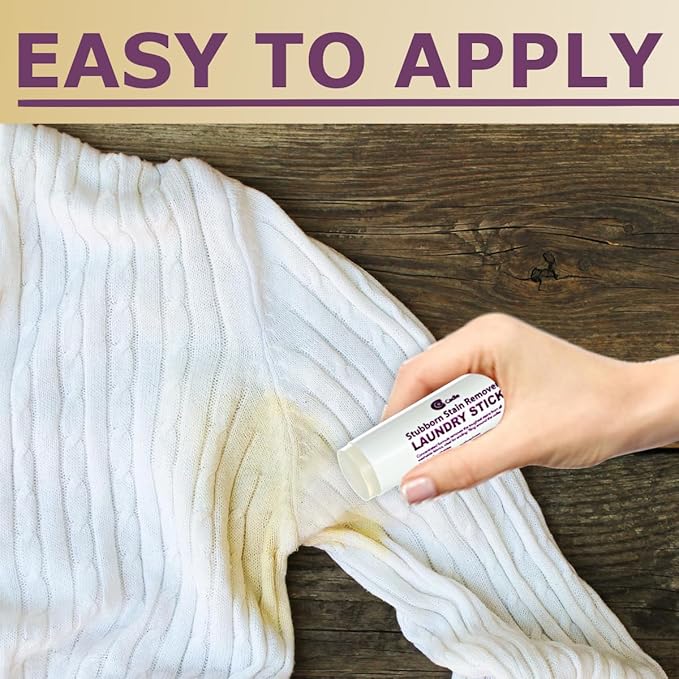 Laundry Stain Remover Stick – Pre Wash Spot Cleaner for Fabric Clothing on Cotton, Wool, Synthetics - Easy Removal of Grease, Blood, Coffee, Ink, Lipstick, Wine, Grass Soil | Clean On The Go (4 Pack)