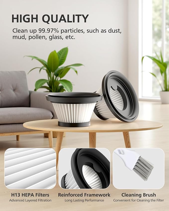 6 Pack HEPA Vacuum Filter Replacement Compatible with Compact Cordless Vacuum Cleaner as Seen on TV, Washable and Reusable Vac Replacement Parts
