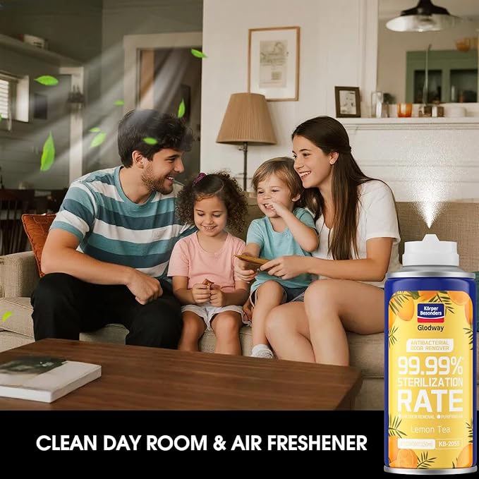 Glodway Air Refresher,Odor Eliminator Remover Spray,Odor Remover,Lemon Long-Lasting Scent For Home,Couch,Mattress,Furniture, bathroom,Fabrics & Trash,6 Ounce,2 pack
