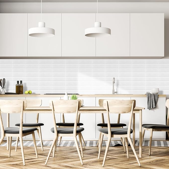 Peel and Stick Tile, New Upgrade Thicker Design Self Adhesive 12" x 12" Large Premium Finger Tiles for Kitchen,Bathroom, Living Room, RV Etc (10-Sheet,White).