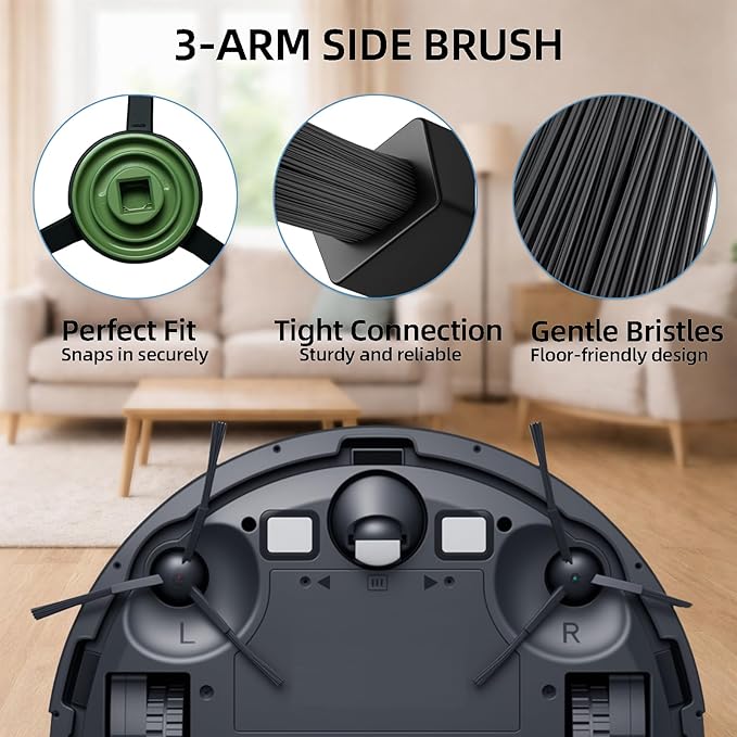 20-Piece L9000 Replacement Parts Compatible with Tikom L9000, L8000, Lubluelu SL60D, Laresar L6 Nex, Honiture Q6 SE Robot Vacuum Accessories, 2 Main Brushes, 6 Side Brushes, 6 HEPA Filters, 6 Mop Pads