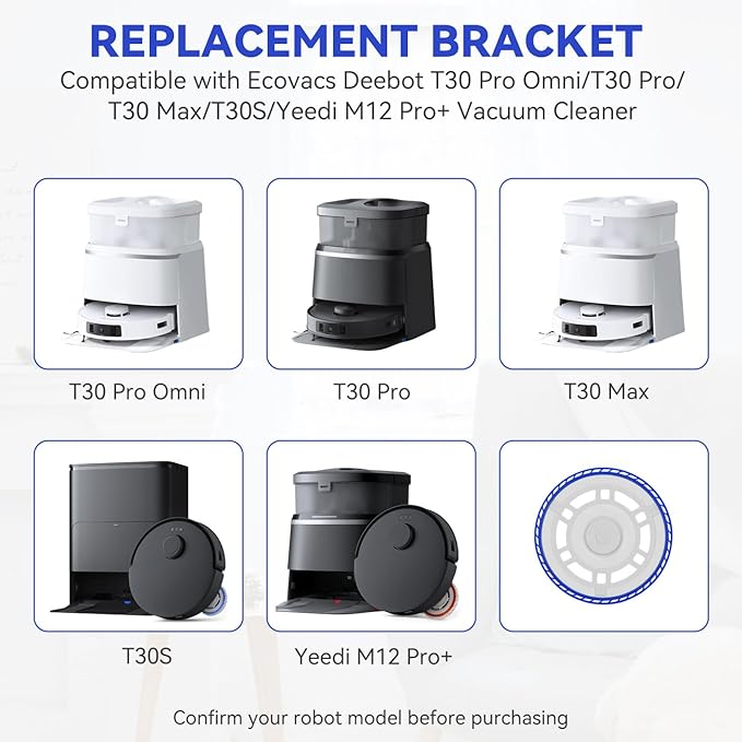 Mop Pad Plate Accessories for Ecovacs Deebot T30 Pro Omni/T30 Pro/T30 Max/T30S/T50/N30 PRO/N30 OMNI/ N30 PRO OMNI/Yeedi M12 Pro+ Vacuum Cleaner - Board Holder Replacement Part Attachment