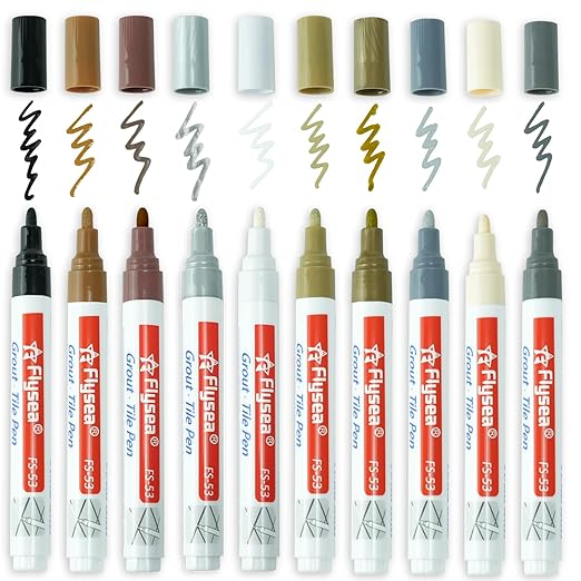 10 Pieces 10 Colors Colorful Tile Grout Pen Tile Gap Repair Color Pen Tile Paint Markers for Tiles Floor Wall Bathroom Kitchen Repair Tools(Multicolor,10 Pieces)