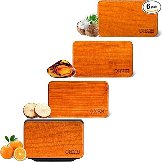 Car Air Freshener-The Original Wood Air Freshener-Car Odor Eliminator for Visor Clip-Long Lasting Scent,Vehicle Scent Diffuser for Truck & SUV-Pack of 4 (Teak-Amber-Cabana-Grove) INCLUDED 2 CLIPS