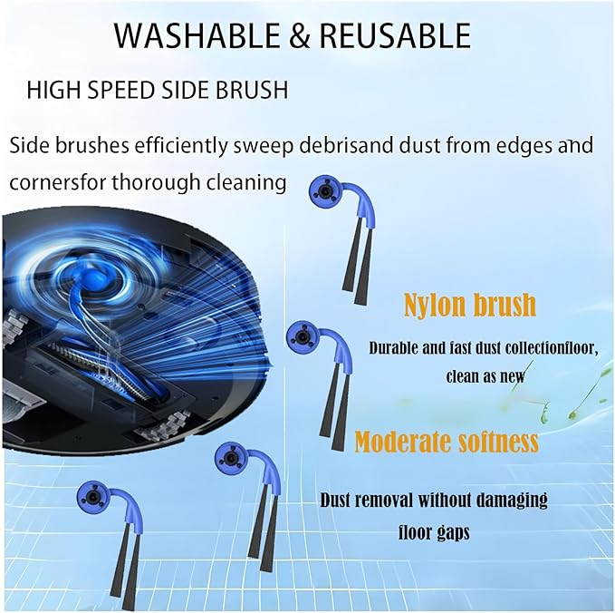Replacement ECOVACS Accessories for DEEBOT T30C Omni / T30C Pro Omni Robot Vacuum：Parts 1 Main Brush 4 Side Brushes 4 HEPA Filters 3 Dust Bags 4 Mop Pads Spare Attachments