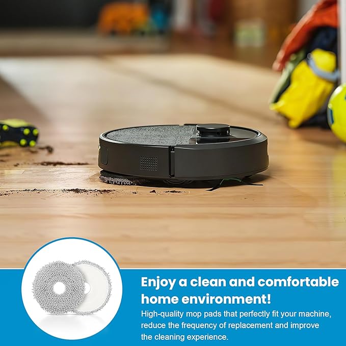 8 Pack Replacement Mop Pads Compatible with iRobot Roomba Plus 405 Combo / 505 Combo / 507 Combo Robot Vacuum Cleaner, Reusable & Washable Microfiber Mop Cloth Refill