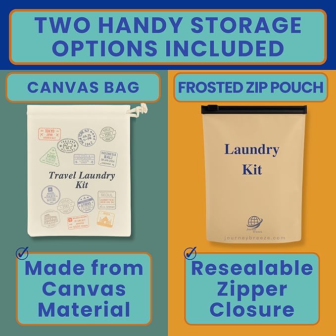 Travel Laundry Detergent Sheets Gift Set – Laundry Detergent Sheets 50-Count + Universal Sink Stopper, Lightweight Travel Clothesline and Strong Portable Clothesline for Hotels, Cruises & Camping