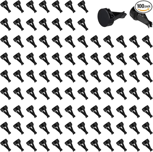 100 Pcs Metal Car Vent Clips with Round Plastic Slot Head, Air Vent Clips Car Accessories Replacement, Car Air Fresheners Perfume Vent Clips for Most Car, Office, Home (Black, 40x24mm)