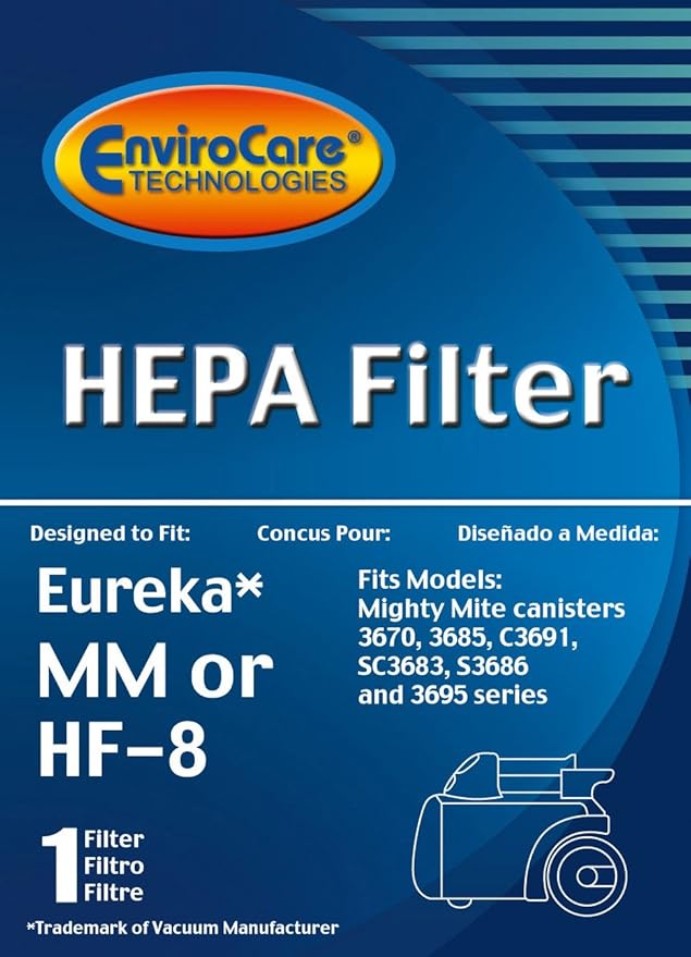 EnviroCare Replacement HEPA Vacuum Cleaner Filter for Eureka Sanitaire HF-8 MM Mighty Mite Pet Lover, 60666B, 60666A, 60666-6, EUR 60295-6 (Packaging May Vary)