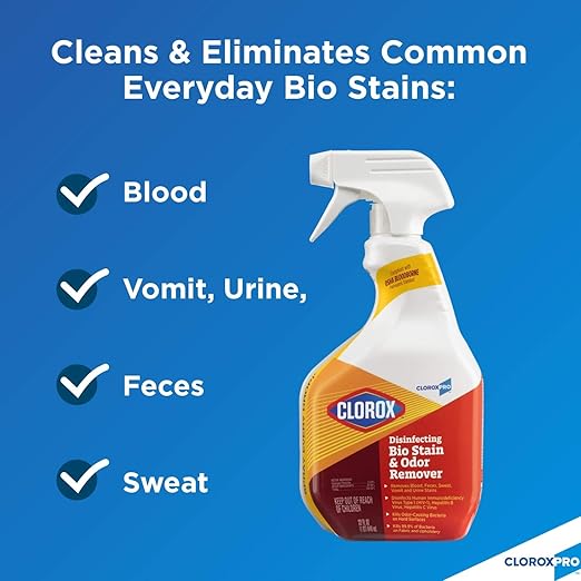 CLOROX CloroxPro Disinfecting Bio Stain & Odor Remover Pull Top, 32 Ounces (Packaging May Vary)
