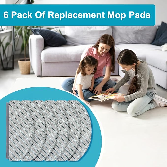 Mop Pads Replacement for Yeedi C12 PRO PLUS/C12 PLUS/C12 Robot Vacuum Cleaner, Include Washable and Reusable Soft Microfiber Mop Pads Accessories Part（6 Pack）