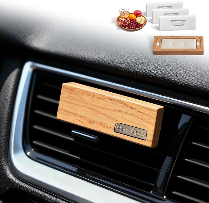 4 Packs Citrus Scented Natural Wood Vent Clips,【Brighten Cabin Mood】 Odor Refresh Car Scents Air Freshener Refills, Long Lasting Fragrance Diffuser, SUV Essentials Gift for Women