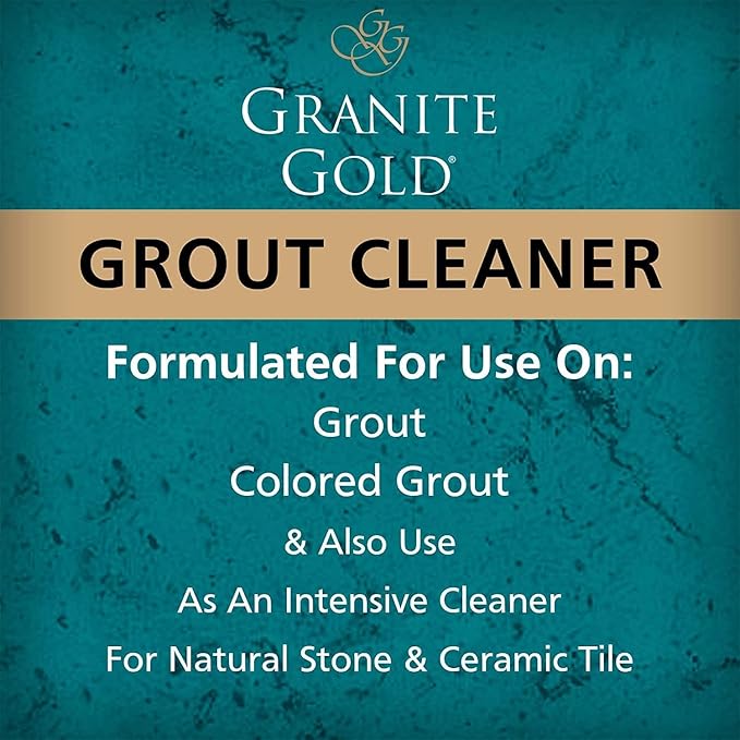 Granite Gold Grout Cleaner Spray with Brush for Stone, Ceramic, Glass & Colored Grout, 64 Fluid Ounces + 24 Fluid Ounces + 4 brushes