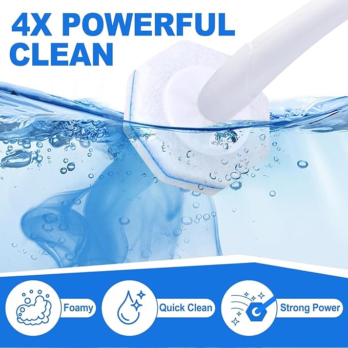 60 Count Toilet Wand Refills for Clorox,4X Cleaning Power Toilet Bowl Cleaner Refill Pads,Disposable Toilet Brush Scrubber Refills for Bathroom Cleaning,No Falling Apart