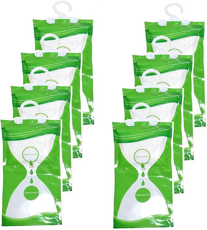 Moisture Absorbers Packets, 8 Pack - Eliminates Musty Odors for Fresher, Cleaner Air, Humidity Packs, Dessicant Packets, Hanging Closet Dehumidifier Bags（green）