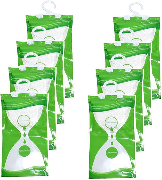 Moisture Absorbers Packets, 8 Pack - Eliminates Musty Odors for Fresher, Cleaner Air, Humidity Packs, Dessicant Packets, Hanging Closet Dehumidifier Bags（green）