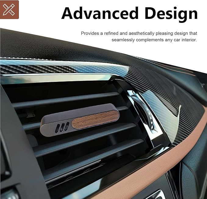 2 PCS Car Air Freshener Diffuser, Natural Wood and Metal Scent Diffuser & Odor Eliminator, Decorative Vent Clip for Car Interior, Universal for Most Cars (Multicolored)
