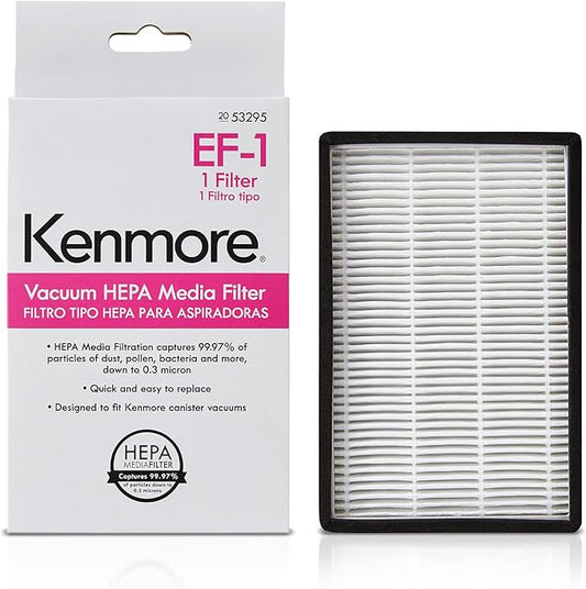 Kenmore 53295 EF-1 HEPA Media Vacuum Cleaner Exhaust Air Filter for Upright and Canister Vacuums,White