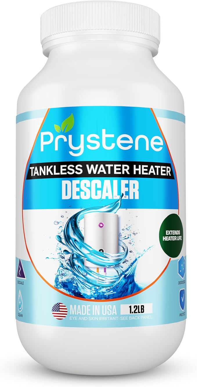 Tankless Water Heater Descaler - Professional Powder Cleaner (1.2 lbs) - Removes Limescale & Restores Efficiency - Compatible with Rinnai, Rheem, Navien, Noritz - Food Grade, Made in USA