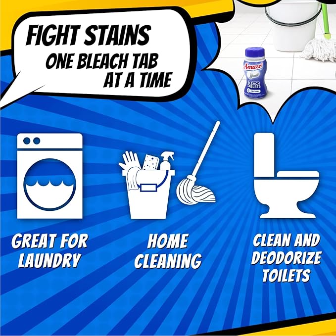 AMAZE Ultra Concentrated Bleach Tablets [6 bottles] - Lavender Scent - for Laundry, Toilet, and Multipurpose Home Cleaning. No Splash Liquid Bleach Alternative