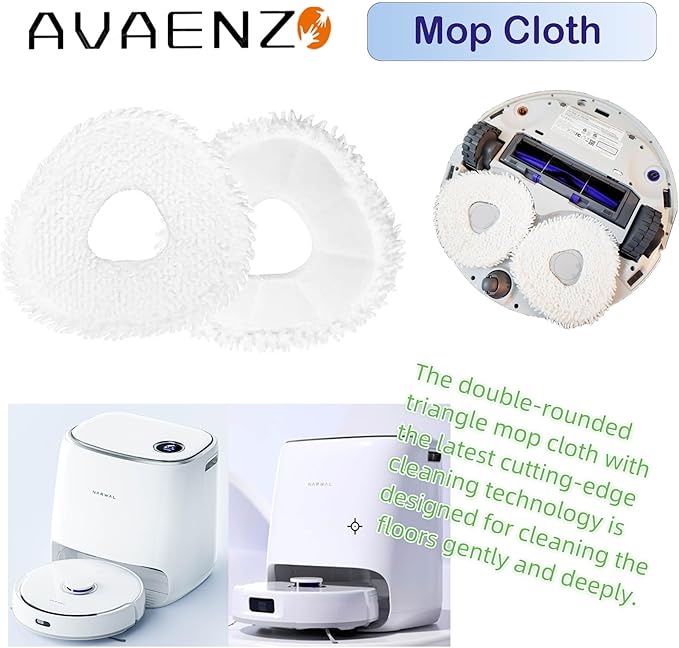 12 Pack Replacement Mop Pads Compatible with Narwal Freo X/Z Ultra Z10 Freo Pro J3 J4 YJCC012 YJCC015 Microfiber Resuable Mop Cloth Robot Vacuum Cleaner Accessories, White