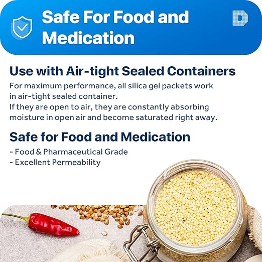 Dry & Dry 500 Gram [20 Packets] Silica Gel Packets Desiccants, Silica Packets - Rechargeable Moisture Absorbers for Food Storage, Electronics, 3D Filament & Safes