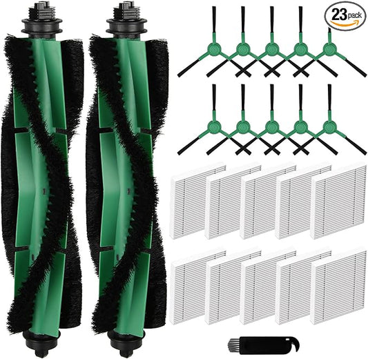 23 Pcs Accessories Kit for iRobot Roomba 104, 105 Vac/Combo, Y0140, Y0110, Q0520, Q0120, Q011 Robot Vacuum, Replacement Parts include 2 Main Brushes, 10 Hepa Filters, 10 Side Brushes, 1 Cleaning Tool
