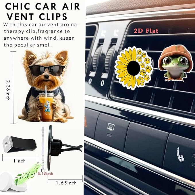 Cute Car Air Freshener Clips Cat Car Vent Clip Cat Cars Scents Cologne Air Conditioner Clip Auto Vent Interior Decoration Cars Accessories Cats Loves Gifts for Men Women