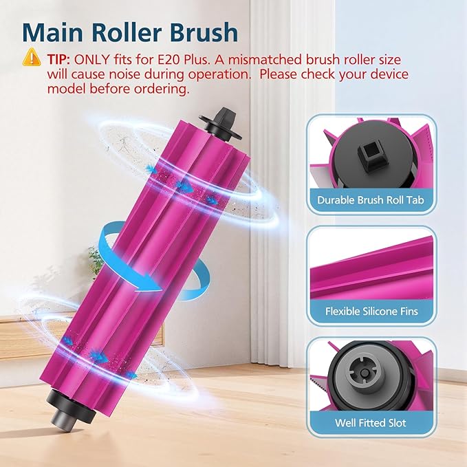 19 Packs Replacement Parts Only for Eureka E20 Plus Robot Vacuum Cleaner, 2 Main Roller Brushes, 4 HEPA Filters, 4 Mop Pads, 8 Side Brushes, 1 Cleaning Brush Accessories Kit
