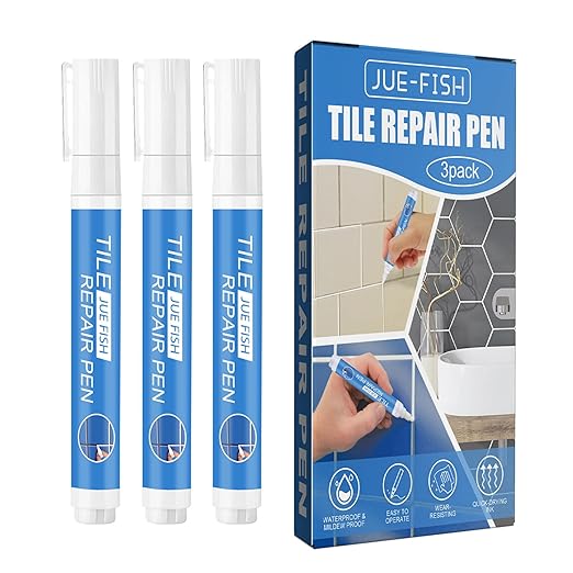 Waterproof Tile Grout Colorant and Sealer Pen, Grout Pen White, for Cleaner Looking Floors, for Wall Floor Bathrooms and Kitchen, 3pcs