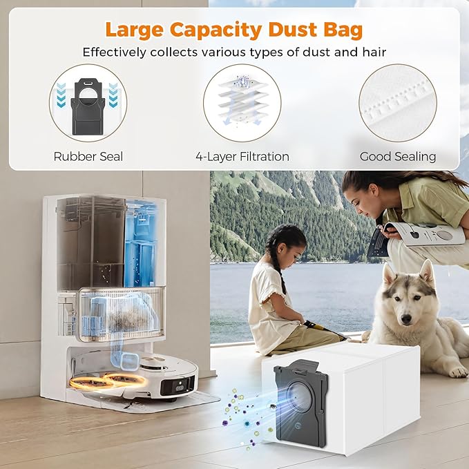 26 Pack Accessories Kit for Dreame L40 Ultra/X40 Ultra/Mova P10 Pro Ultra/P50 Pro Ultra Robot Vacuum, 2 Main Brushes 6 Side Brushes 4 HEPA Filters 6 Mop Pads 6 Dust Bags 1 Cleaning Brush 1 Screwdriver