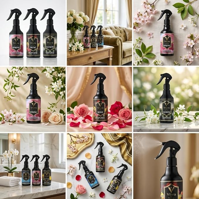 Room Spray Air Freshener –Odor Eliminator Spray for Home, Bathroom & Office – Long Lasting Floral Mist Deodorizer, Non-Toxic Natural Air Spray for Bedding 300ml (Sky-Rose-Jasmine-Mango-spring)