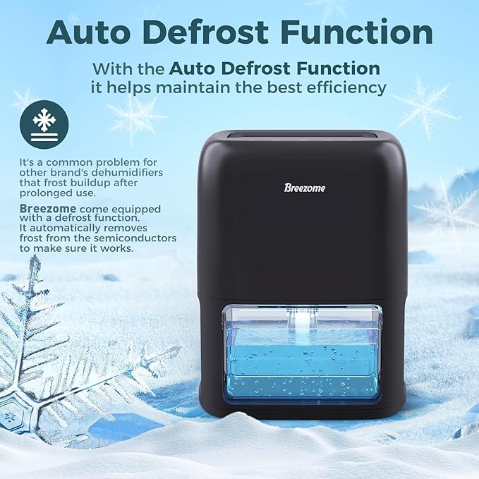 60 OZ Dehumidifiers for Home, Dual-Semiconductor Quiet Dehumidifier with Timer Auto-Off Sleep Mode 7 Colors Light Portable Small Dehumidifiers for Bathroom, Cloakroom, RV, Black