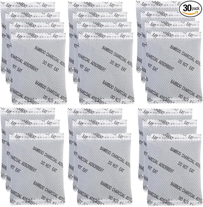 30Pack Natural Activated Charcoal Odor Absorber Air Purifying Bag for Home or Car Odor Eliminator; 10g/Pack Pet Areas or Car Air Freshener for Home,Car,Closet,Shoe,Basement,Pet