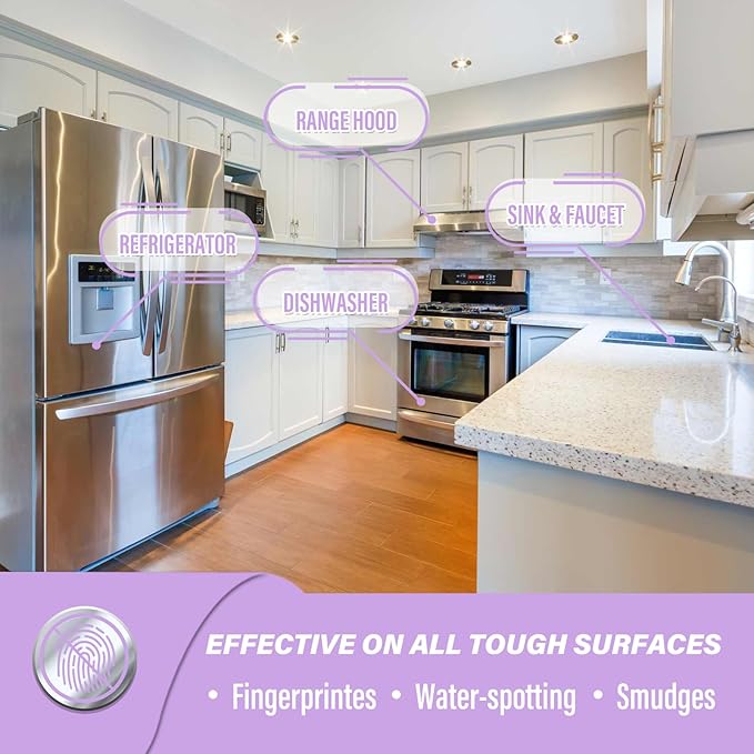 Ceramic Coating for Stainless Steel Appliances, Gloss & Shine Ceramic Coating Spray for Repelling Fingerprints, Grime & Stains on Stainless Steel, Sinks, Countertops, Glass in Home Kitchen & Bath