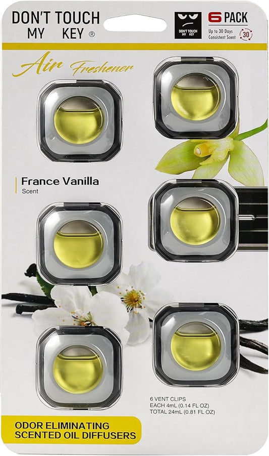 Car Air Freshener Vent Clip 6 Pack 4ml Each Up to 180 Days Long Lasting Scent Odor Eliminator for Women Men(France Vanilla)