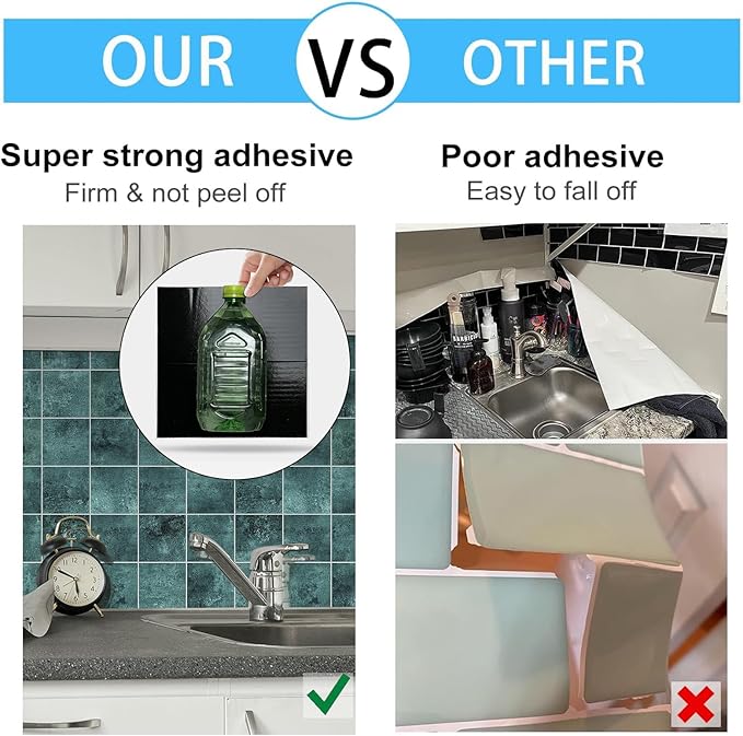 Peel and Stick Tiles for Kitchen Backsplash, New Upgrade Design 9" x9" SPC Square Marble Tiles, Marble Green Premium Mosaic Tiles(5-Sheet)