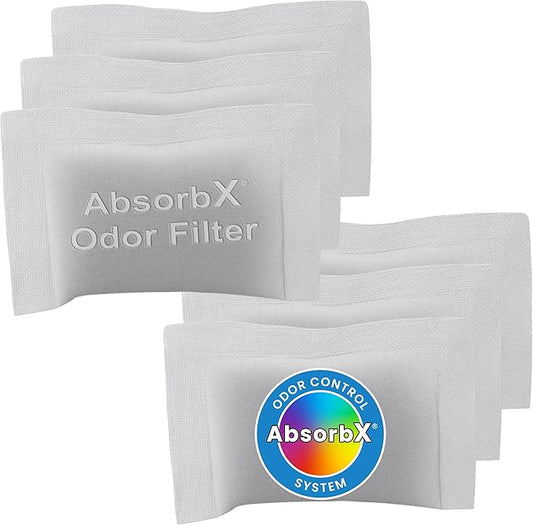 iTouchless 6-Pack AbsorbX Odor Filter, Eliminates Trash Smells, All Natural Activated Carbon, Biodegradable, for 8 Gallon and Larger Waste Bins with Deodorizer Compartment