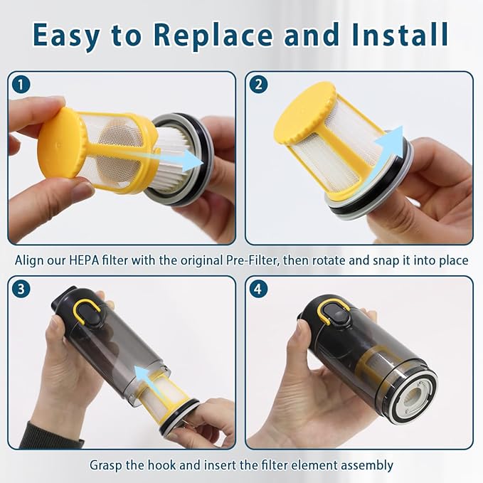4 Pack HEPA Filter Replacement Compatible with Fanttik Slim V8 Apex / V9 Mix / V10 Mix/Slim V10 Apex Cordless Car Vacuum Cleaner, Washable and Reusable HEPA Filters