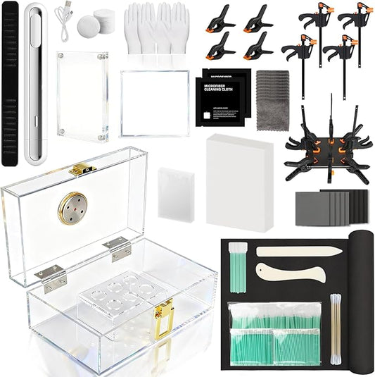 DEDC Card Cleaning Kit Flattening Restoration Repair Care Sport Card with Heat Pen, Acrylic Humidor and Accessories – Complete Solution for TCG Collectors and Enthusiasts Premium