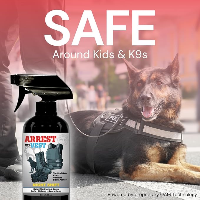 Arrest My Vest Military Grade Odor Eliminating Spray for Body Armor, Tactical Gear, and K9 Equipment. Safe on All Ballistic Vests, Fabrics, & Police Gear - Driftwood Fragrance - 1 Gallon Bottle