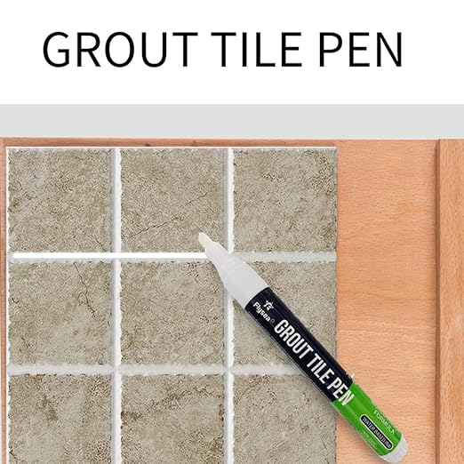 5 Pieces Grout Pen Tile Grout 1 Cleaning Brush Restorer Pen White Renew Repair Marker for Tile Wall Floor Bathroom, Kitchen, Bedroom (Light Grey)