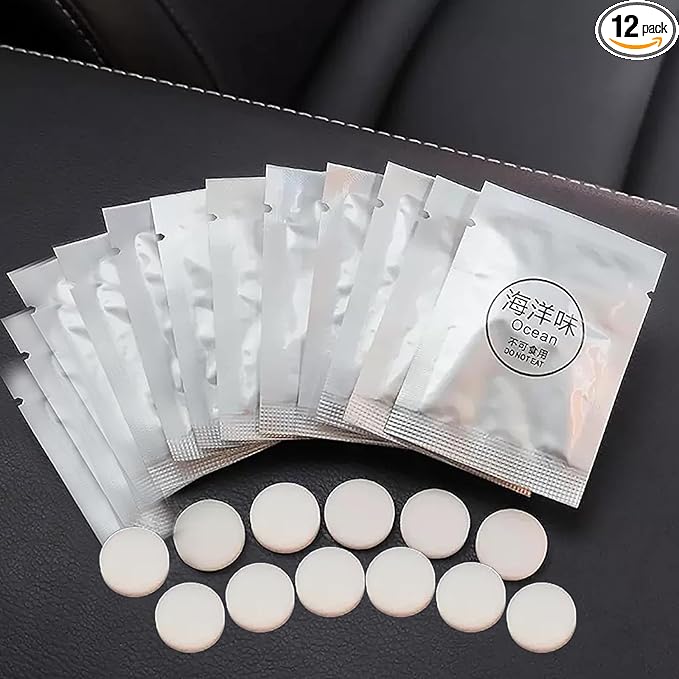 12 Pack Car Air Freshener Refills, Car Air Vent Clip Freshener Refills Solid Fragrance Replacement Pads, Solid Fragrance Scent Refill Tablets (12 Packs 6 Different Scents)