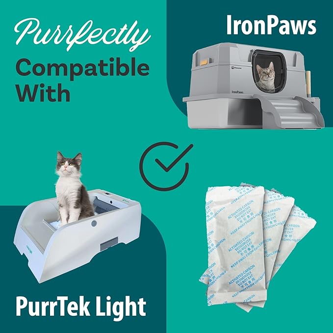 PetCove PurrTek Light & IronPaws Cat Litter Box Filters Replacements | Activated Charcoal Odor Absorber & Deodorizer Pods | Litter Box Filter Scent Eliminator | Precision Fit Filters for Hooded Boxes