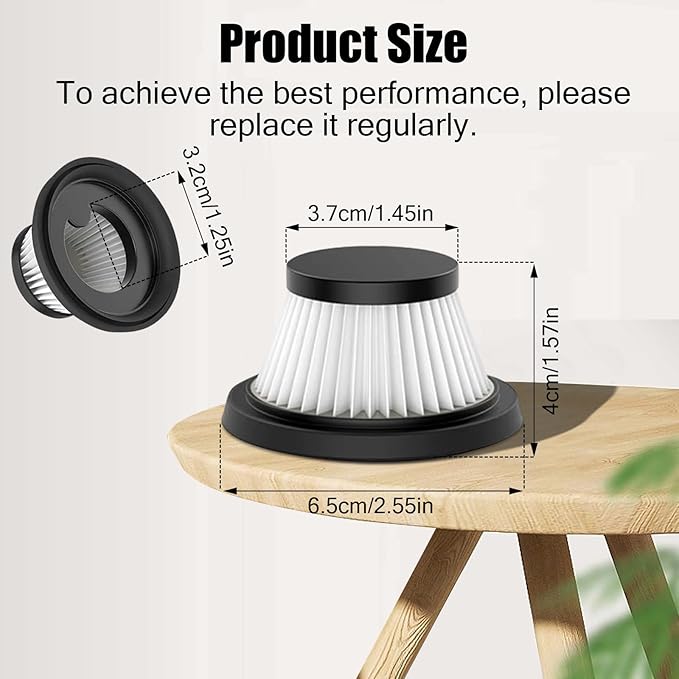 AMUSEGOOD 6 Pack HEPA Filter Replacement Compatible with Cordless Vacuum Cleaner as Seen on TV, Washable and Reusable Handheld Portable Vac Replacement Parts